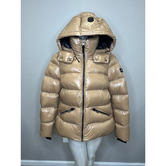 MADALYN lustrous light down jacket with hood for ladies in Camel Size XL $950 - Picture 5 of 12